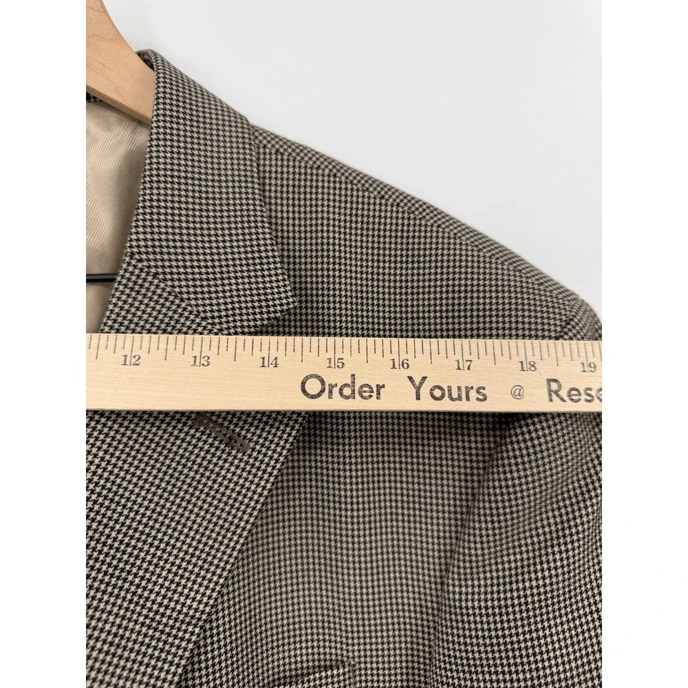 Stafford Blazer Mens 46R Brown Houndstooth Wool Sport Coat‎ Jacket Two Button